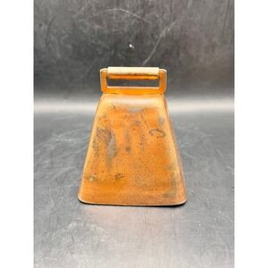 Vtg Copper Finish Steel Cowbell Rustic Farmhouse Primitive‎ Noisemaker 3.5in